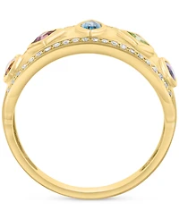 Effy Multi Gemstone (5/8 ct. t.w.) & Diamond (1/8 ct. t.w.) Mixed-Cut Statement Ring in 14k Gold-Plated Sterling Silver