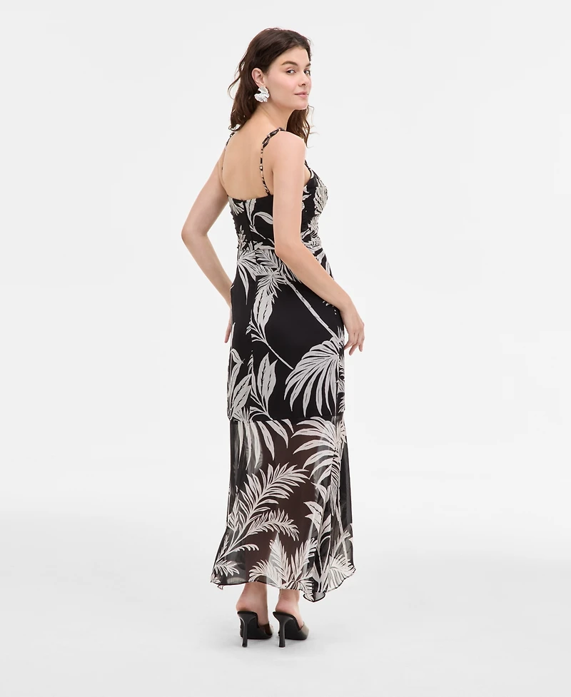 Guess Women's Stacie Printed Shirred Chain-Strap Dress