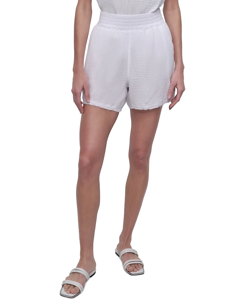 Dkny Jeans Women's Cotton Gauze Pull-On Shorts - Wht