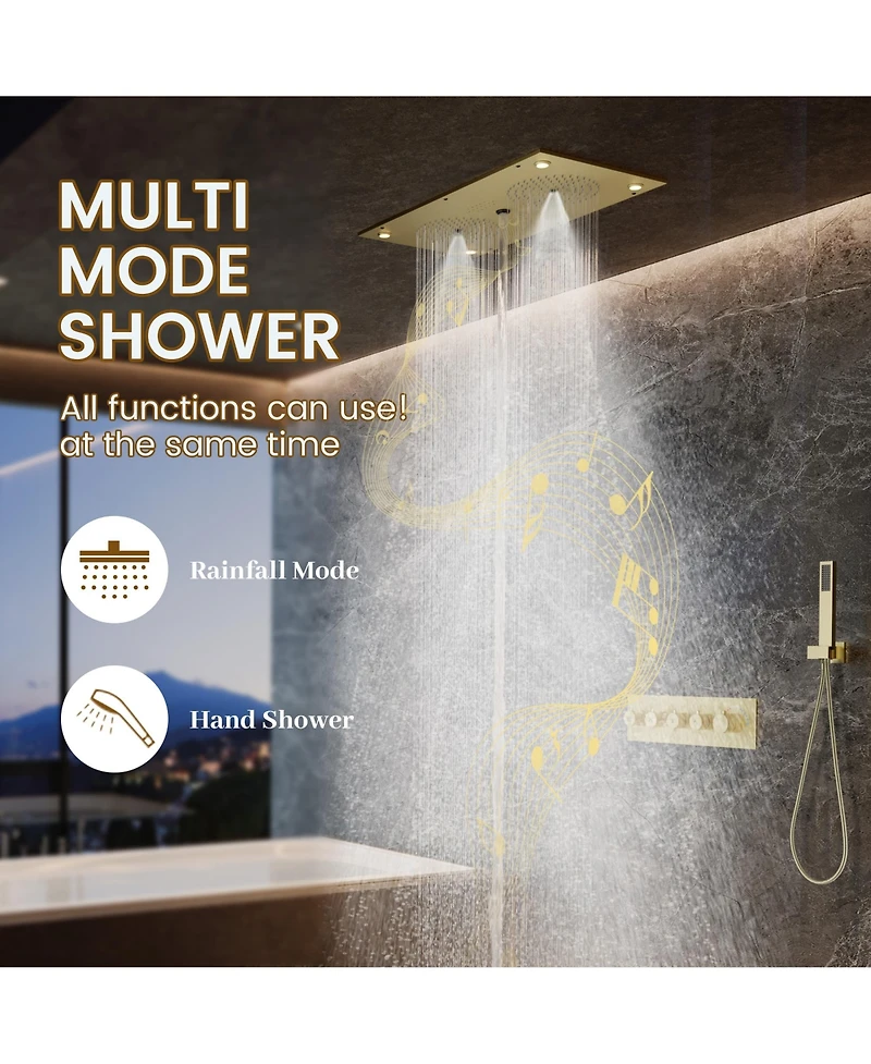 Casainc Ceiling-Mounted Thermostatic Shower System With Handheld