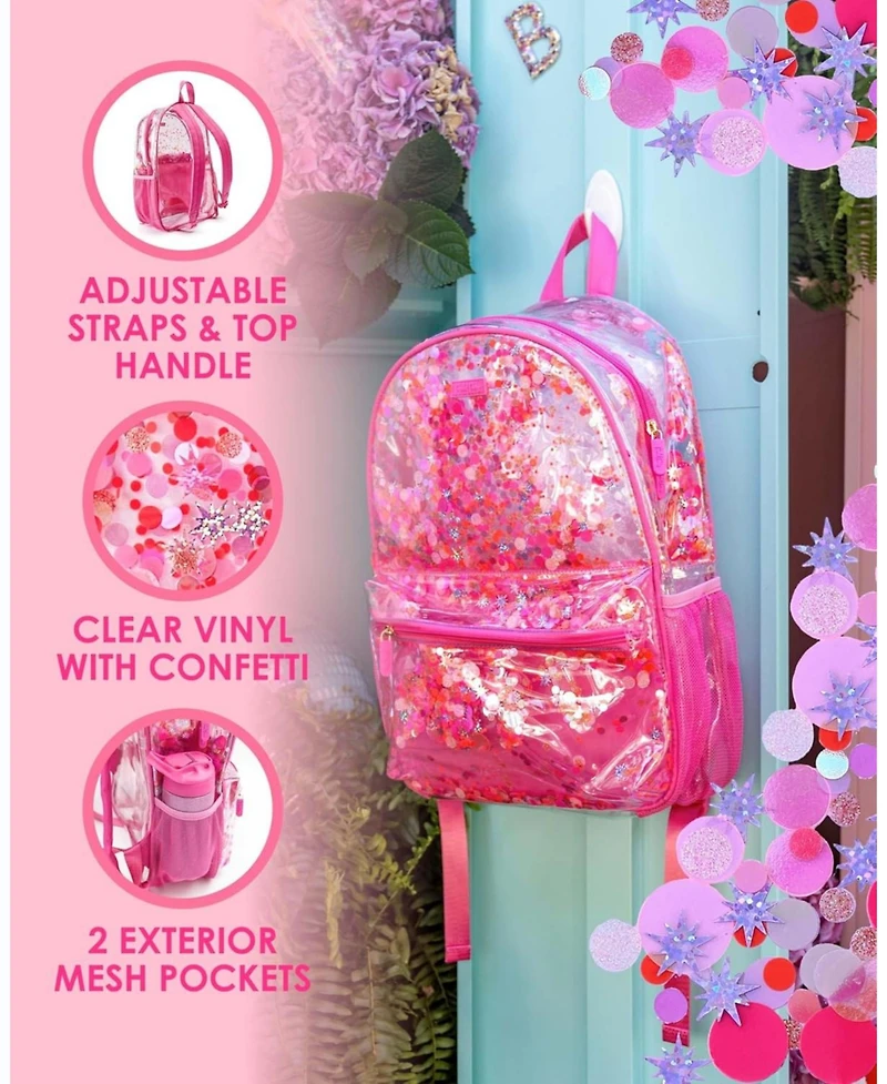 Packed Party Backpack, Women's Fashion Shoulder Knit Book Bag Trendy Unicorn Confetti Look for Work and Travel (Pink - Sweet Tart