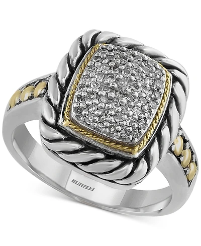 Effy Balissima Diamond Statement Ring (1/5 ct. t.w.) in Sterling Silver and 18k Gold