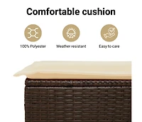 Reclining Patio Chair with Footrest Brown Poly Rattan