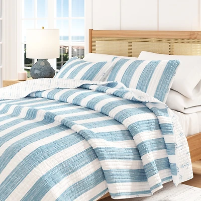 Linery & Co. Stripes & Anchors Microfiber Quilt Set With Shams