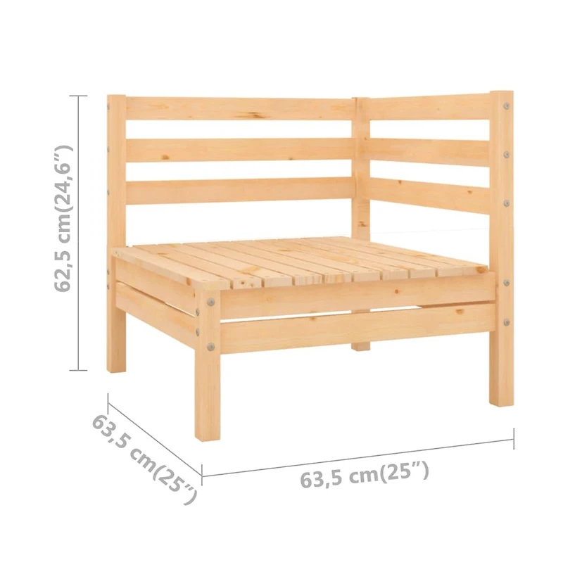 Patio Corner Sofas 2 pcs Solid Wood Pine