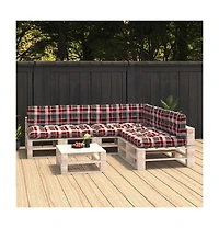 Pallet Sofa Cushions 7 pcs Red Check Pattern