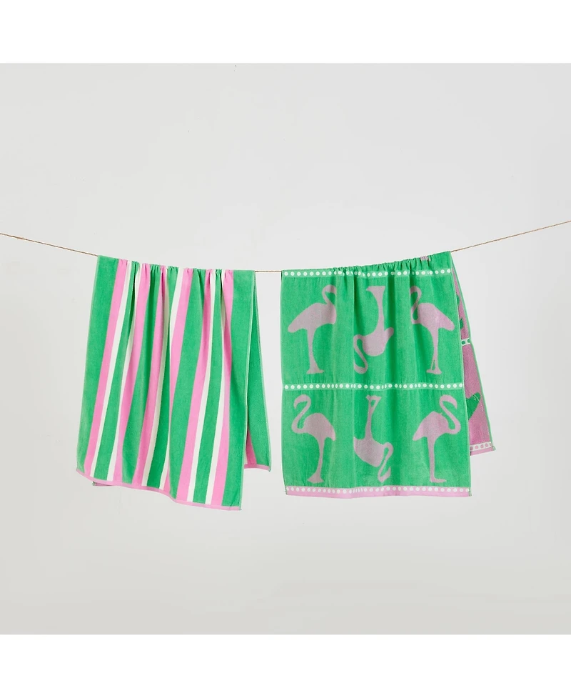 Linery & Co. 100% Cotton Jacquard 2 Pack Summer Beach Towels
