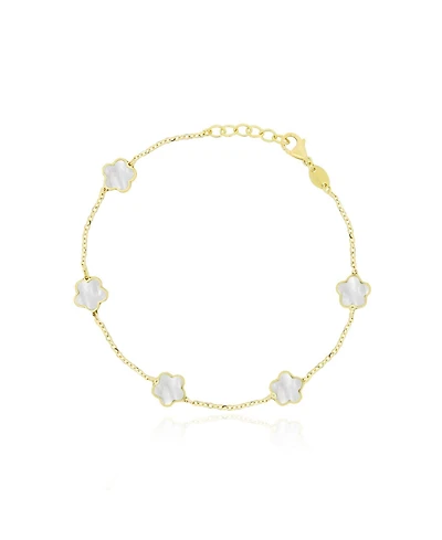 The Lovery Mother of Pearl Flower Bracelet 14K Gold