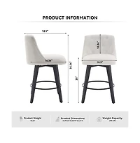 Set of 2 Swivel 25'' Counter Height Stools, Linen Upholstered Kitchen Island Chairs with Tufted Back -The Pop Home