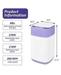 8lbs Portable Fully Automatic Washing Machine with Drain Pump