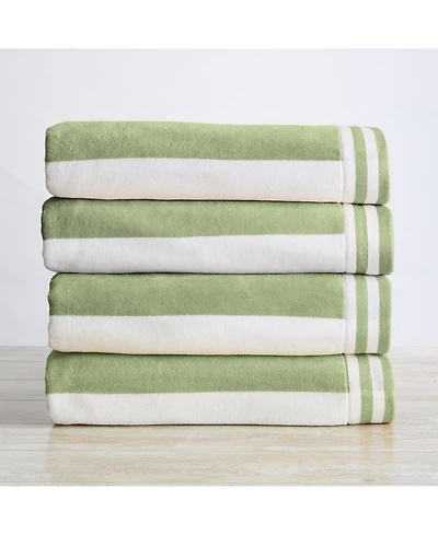 Linery & Co. 100% Cotton Velour Cabana Stripe Oversized Beach Towel