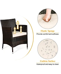 8PCS Rattan Patio Furniture Set Cushioned Sofa Chair Coffee Table