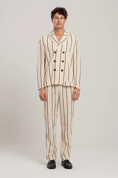 Pcfg Men's Free Heaven Kutnia Striped Oversized Blazer
