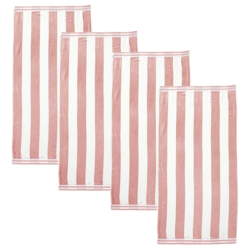 Linery & Co. 100% Cotton Velour Cabana Stripe Oversized Beach Towel