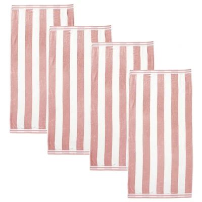 Linery & Co. 100% Cotton Velour Cabana Stripe Oversized Beach Towel