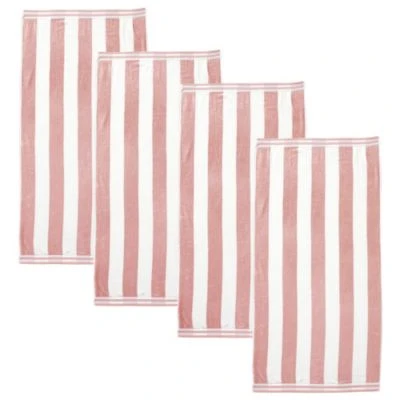 Linery Co 100percentage Cotton Velour Cabana Stripe 4 Pieces . Beach Towel Set 35 X 70