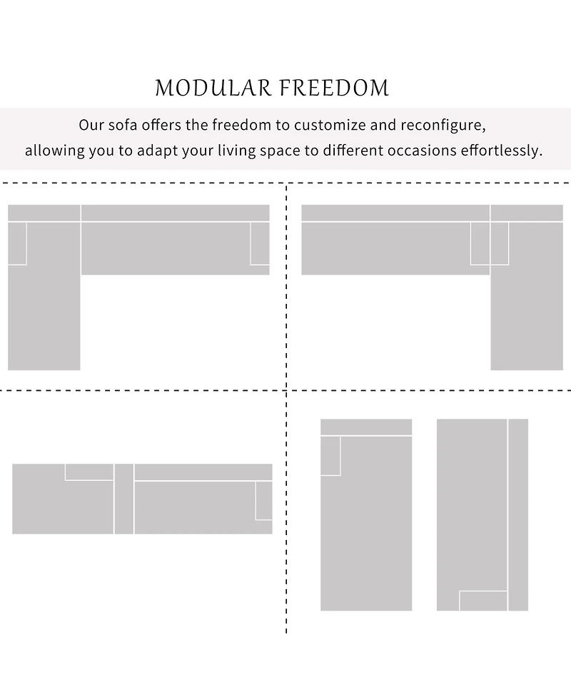 Modern Large L-Shape Modular Sectional Sofa for Living Room, Bedroom, Salon, 2 Piece Free Combination, Simplified Style