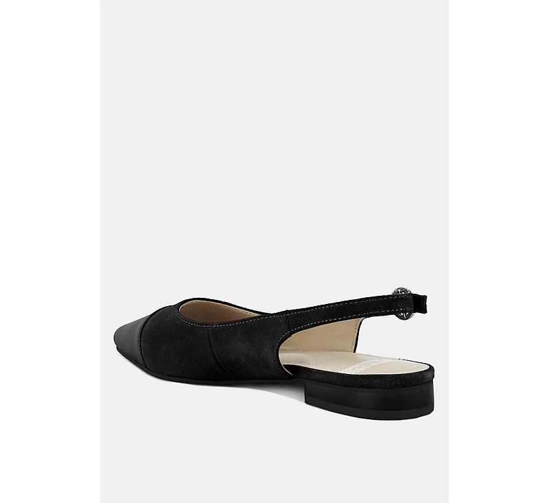 Uwaha Genuine Leather & Real Suede Slingback Flats
