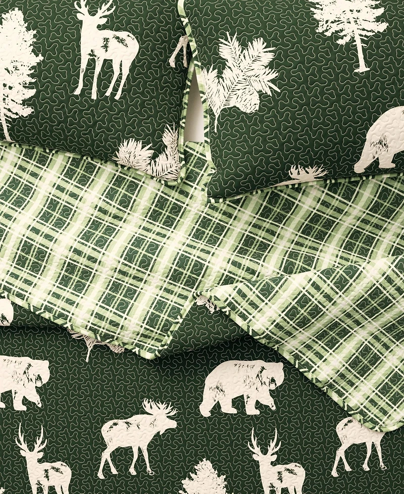 Linery & Co. Deer & Trees Microfiber Quilt Set with Shams