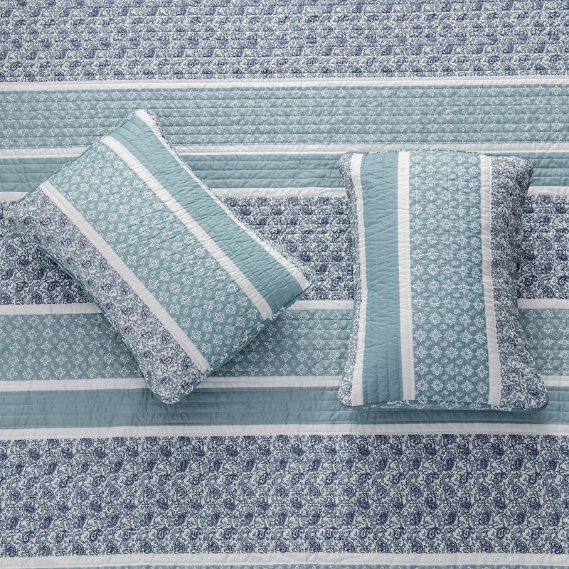 Linery & Co. Stripe & Paisley Microfiber Quilt Set With Shams