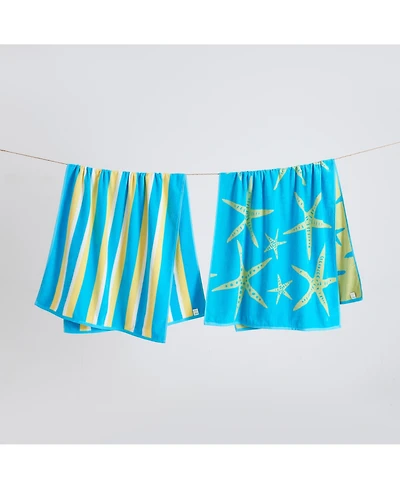 Linery & Co. 100% Cotton Jacquard 2 Pack Summer Beach Towels, 30" x 60"