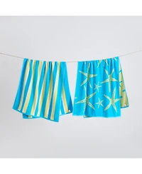 Linery & Co. 100% Cotton Jacquard 2 Pack Summer Beach Towels, 30" x 60"