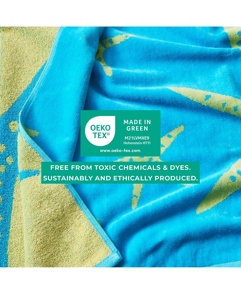 Linery & Co. 100% Cotton Jacquard 2 Pack Summer Beach Towels, 30" x 60"