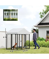 PawHut Outdoor Dog Kennel, Dog Playpen Enclosure with Roof