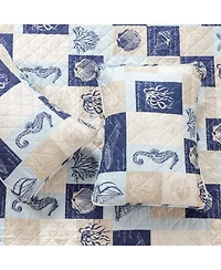 Linery & Co. Seashell Patchwork Microfiber Quilt Set With Shams