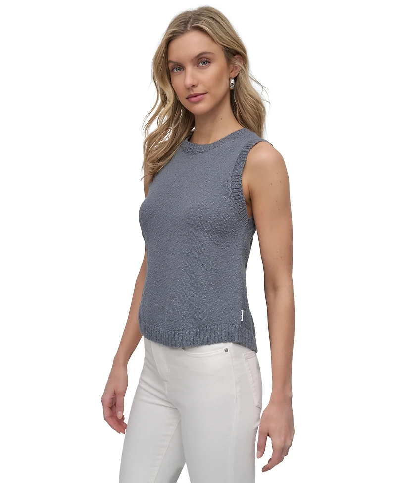 Dkny Jeans Women's Cotton Boucle Sleeveless Sweater