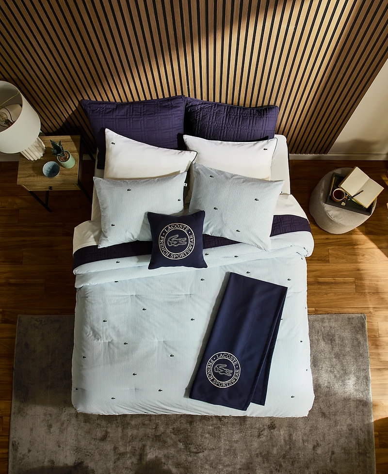 Lacoste Home Pinstripe Croc Cotton 3-Pc. Comforter Set, King