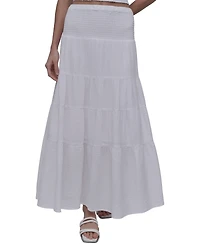 Dkny Jeans Women's Cotton Smocked-Waist Tiered Maxi Skirt