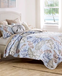 Greenland Home Fashions Tropics Coastal Palm 3 Piece Quilt Set