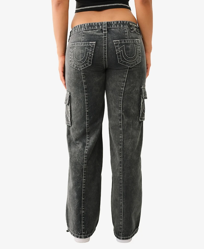 True Religion Women's Nathalie Relaxed Big T Cargo Jeans