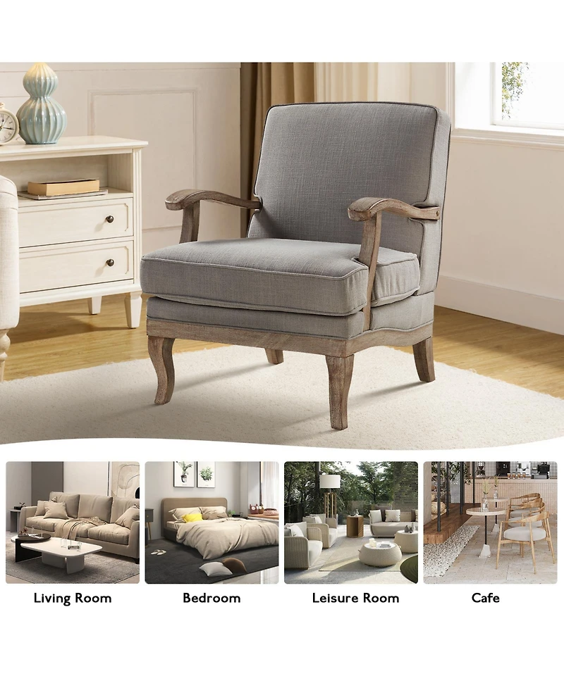 Rinaldo Wooden Upholstered Armchair with Legs