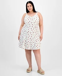 Absolutely Famous Trendy Plus Floral Pucker Fit & Flare Dress