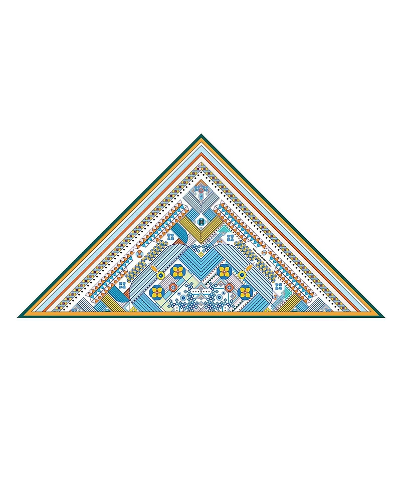 Jessie Zhao New York Double Sided Wool Silk Triangle Scarf Of Shapes Reconstruction