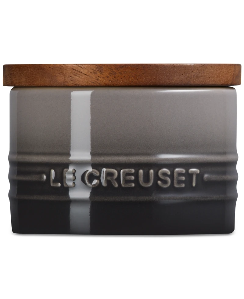 Le Creuset Stoneware Signature Salt Cellar with Wood Lid, 7-Oz.