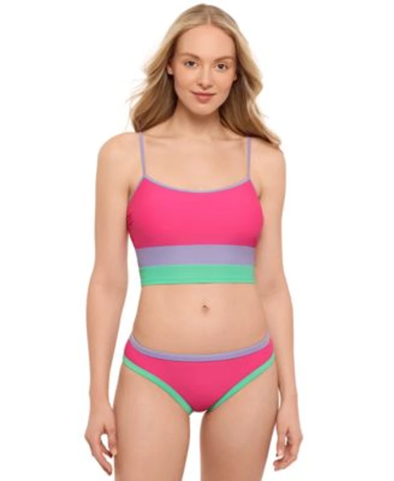 Salt Cove Juniors Colorblocked Midkini Top Hipster Bottoms Exclusively At Macys
