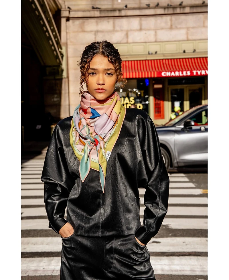 Jessie Zhao New York Double Sided Wool Silk Triangle Scarf Of Color Recombination