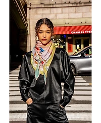 Jessie Zhao New York Double Sided Wool Silk Triangle Scarf Of Color Recombination