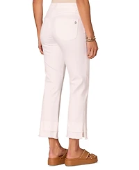 Democracy Petite Frayed-Cuffed Side-Slit Denim Jeans