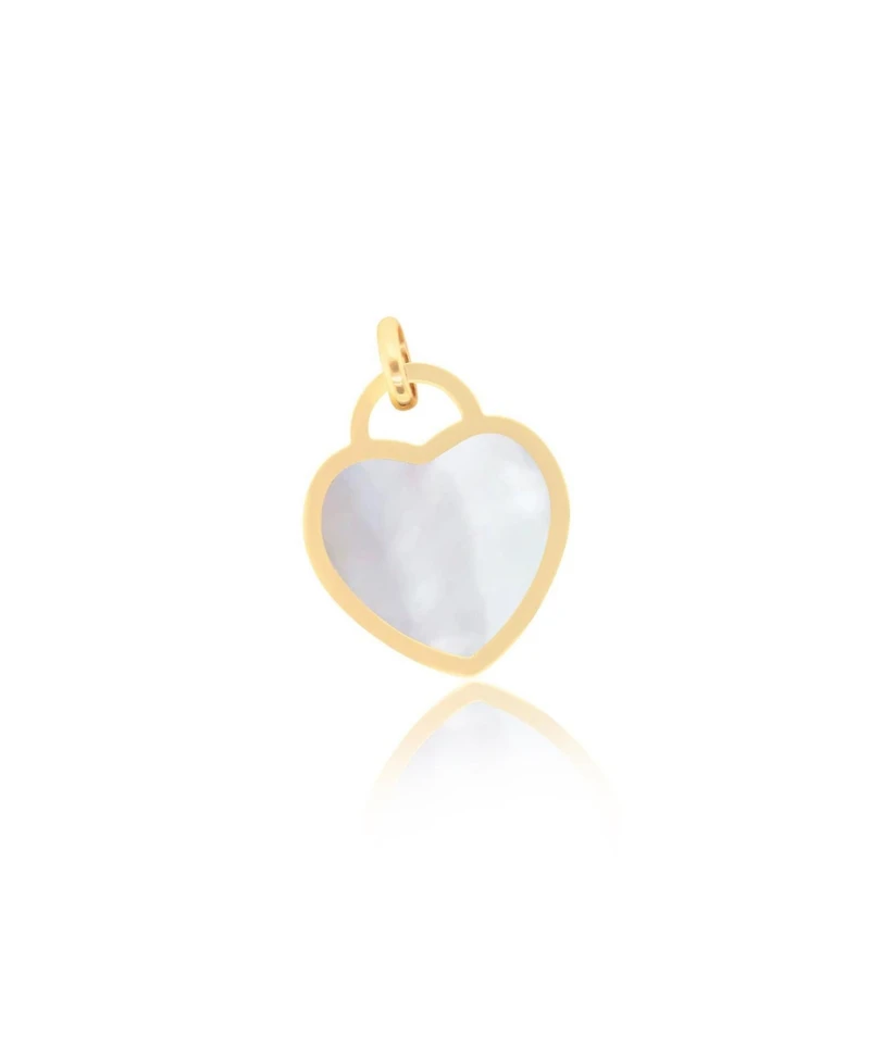 The Lovery Mother of Pearl Heart Padlock Charm 15 millimeters
