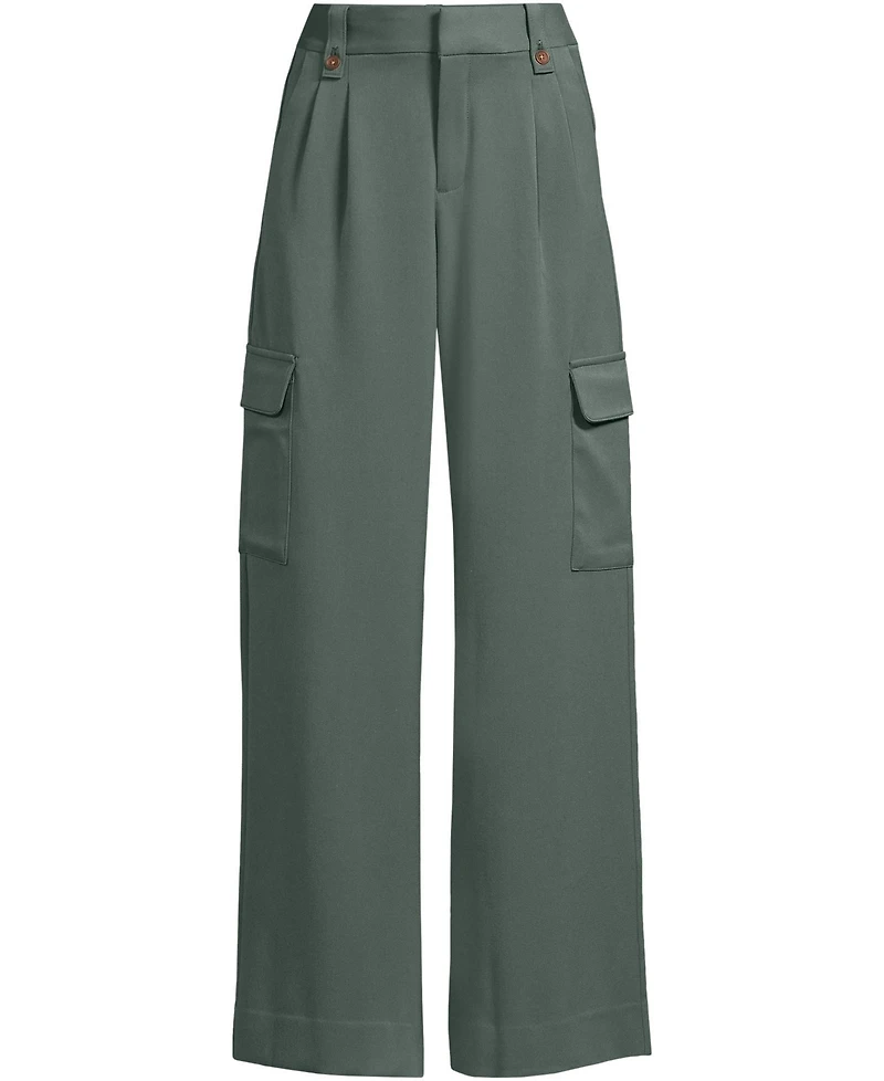 Lands' End Women's Soft Polish Cargo High Rise Wide Leg Pants