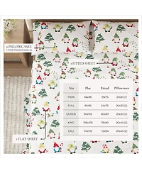 Linery & Co. Ultra-Soft Turkish Cotton Flannel Christmas Print Sheet Set
