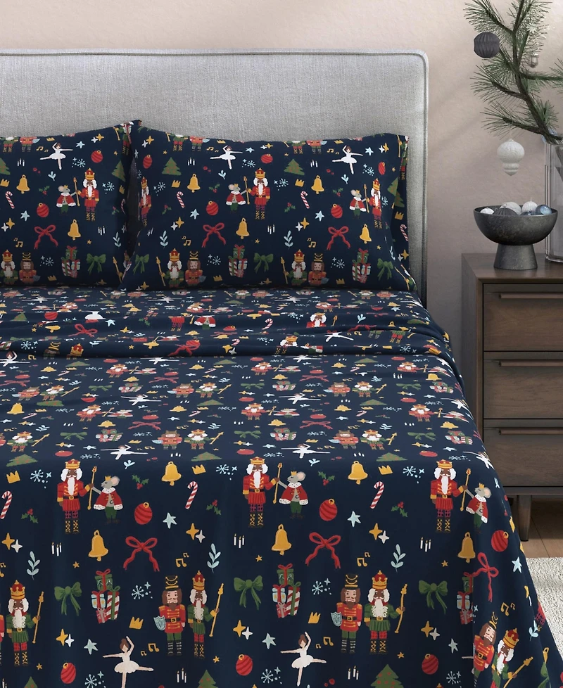 Linery & Co. Ultra-Soft Turkish Cotton Flannel Christmas Print Sheet Set