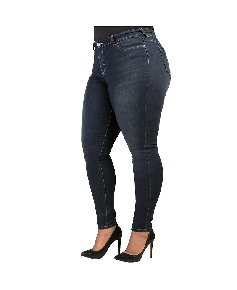 Poetic Justice Plus Size Curvy-Fit Basic 5 Pockets Skinny Jeans Dark 31