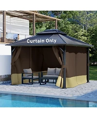 Aoodor 12' x 12' Gazebo Curtain Replacement Universal 4-Panel Sidewalls (Only Curtain)