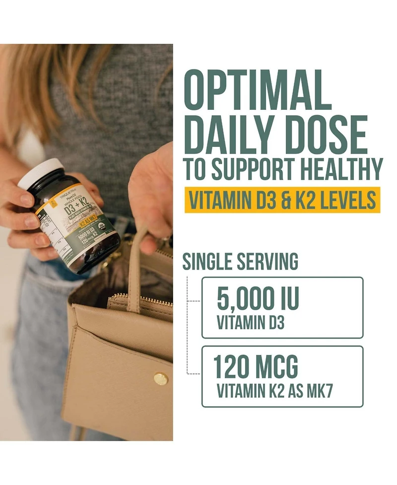 Organic Plant-D3 + K2 5000 Iu Capsules Supplement