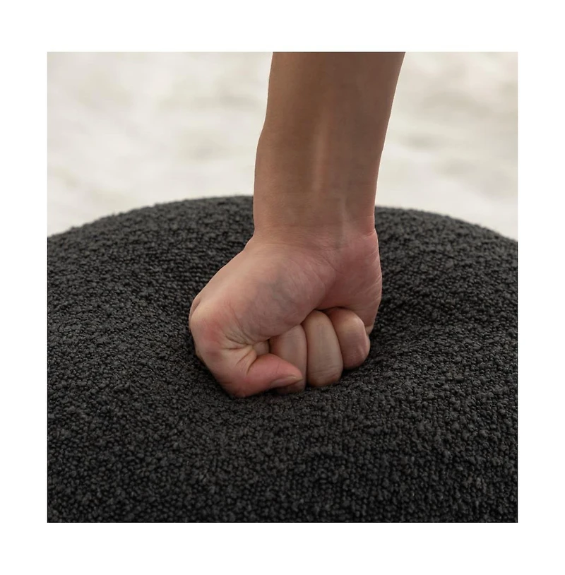 Soft Boucle Round Ottoman, Upholstered Footrest Stool, for Living Room & Bedroom-The Pop Home